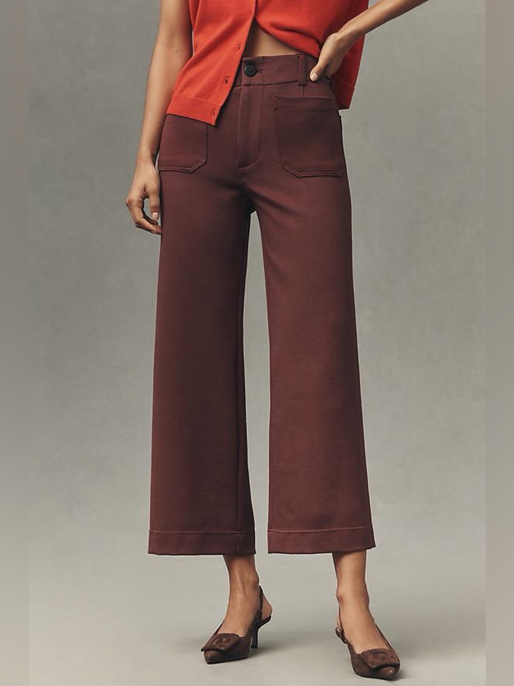 Anthropologie | Maeve the Colette knit crop wide leg trousers size 30